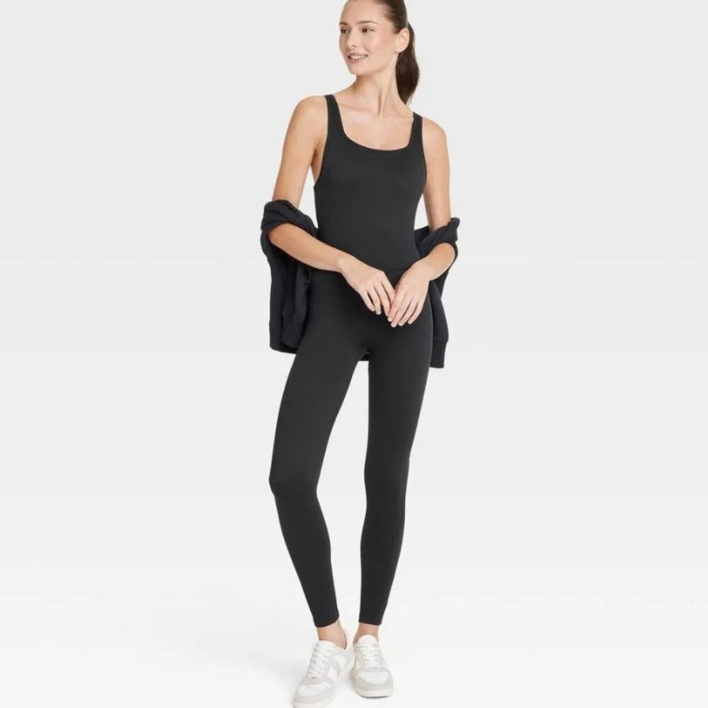 All In Motion Women's Black Square Neck Seamless Active Bodysuit Sleeveless - Picture 3 of 9